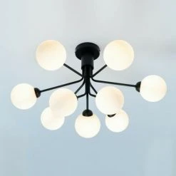 De gros ⌛ KOSILUM Lustre élégant Noir à 9 Verres Blancs - Audrey - Noir Et Blanc 🥰 -Suspension Soldes 26657815 4