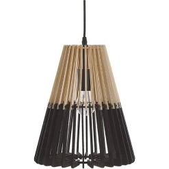 Meilleure vente ⭐ BELIANI Lampe Suspension En MDF Noir Et Marron Clair - Noir 💯