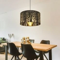 Tout neuf 🔔 Plafonnier Suspendu Salon Tissu Motif Arbre Noir Globo 15386H 👏 -Suspension Soldes 27102019 5