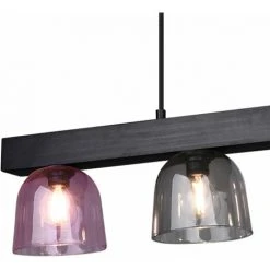 Sortie 🎉 ETC-SHOP Plafonnier Suspension Salon Salle à Manger éclairage Bois Poutre Verre Pendule Lumière Multicolore 🔔 -Suspension Soldes 27102071 3