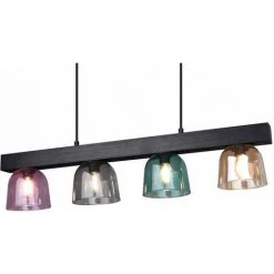 Sortie 🎉 ETC-SHOP Plafonnier Suspension Salon Salle à Manger éclairage Bois Poutre Verre Pendule Lumière Multicolore 🔔 -Suspension Soldes 27102071 4