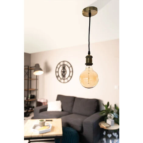 Nouveau 🥰 ELEXITY Kit De Suspension Luminaire Métal Avec Cordon Textile Cuivre 💯 2 Nouveau 🥰 ELEXITY Kit De Suspension Luminaire Métal Avec Cordon Textile Cuivre 💯 – Image 2