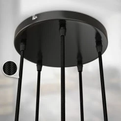 Nouveau 🎉 B.K.Licht Suspension Vintage, 5 Douilles E27 D’hauteur Différente, Noir Mat, éclairage Plafond Rétro, Design Industriel, Ø210, Hauteur Totale 1200mm ⭐ -Suspension Soldes 27193698 5