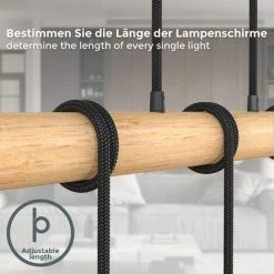 Meilleure vente ✨ B.K.Licht Lampe à Suspension à Flamme I Métal Et Bois I E27 I Noir Mat I Lampe à Suspension Vintage I Plafonnier Rétro I Sans Ampoule 😍 -Suspension Soldes 27245494 3