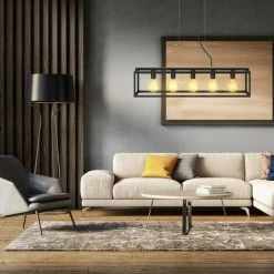 Le moins cher 🛒 B.K.Licht Suspension Cage Avec 5 Douilles E27, Réglable En Hauteur, Lustre Design Industriel Salle à Manger En Métal Noir Mat, éclairage Salon Cuisine Rétro 💯 -Suspension Soldes 27245526 4