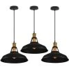 De gros ⭐ WOTTES Lot De 3 Lustre Suspension Industriel Plafonnier Abat-jour En Métal E27 Pour Chambre Bar - Noir - Noir ⌛
