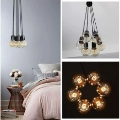 Tout neuf ✨ WOTTES Lustre Suspension Araignée DIY Ajustable Plafonnier Vintage Industriel E27 Pour Salon Chambre Noir - 1,5M 3 Lumières - Noir ✔️ -Suspension Soldes 27440390 4