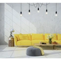 Le moins cher ⭐ WOTTES Lustre Suspension Araignée DIY Ajustable Plafonnier Vintage Industriel E27 Pour Salon Chambre Noir - 1,5M 5 Lumières - Noir 🥰 -Suspension Soldes 27440391 3