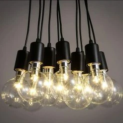 Le moins cher ⭐ WOTTES Lustre Suspension Araignée DIY Ajustable Plafonnier Vintage Industriel E27 Pour Salon Chambre Noir - 1,5M 5 Lumières - Noir 🥰 -Suspension Soldes 27440391 4
