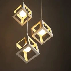 Nouveau ✔️ WOTTES 3 Luminaires Lustre Suspension Cage Plafonnier Industriel Moderne E27 Pour Chambre Salon Restaurant - Blanc - Blanc 😉 -Suspension Soldes 27440406 3