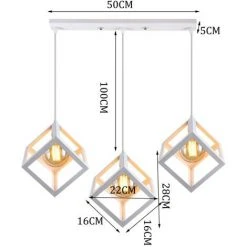 Nouveau ✔️ WOTTES 3 Luminaires Lustre Suspension Cage Plafonnier Industriel Moderne E27 Pour Chambre Salon Restaurant - Blanc - Blanc 😉 -Suspension Soldes 27440406 5