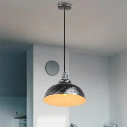 Offres 🔥 WOTTES 2 Pack Lustre Suspension Industriel Rétro E27 Plafonnier Abat-jour Fer Pour Salon Chambre Salle à Manger Restaurant - Gris - Argent ✔️ -Suspension Soldes 27440695 3