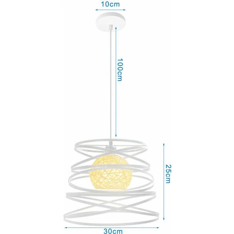 Meilleur prix ⭐ WOTTES 2 Pack Lustre Suspension Créatif Industriel Lampe Abat-jour Métal 30cm E27 Pour Salon Cuisine Chambre Bar Blanc - Blanc 😀 5 Meilleur prix ⭐ WOTTES 2 Pack Lustre Suspension Créatif Industriel Lampe Abat-jour Métal 30cm E27 Pour Salon Cuisine Chambre Bar Blanc - Blanc 😀 – Image 5
