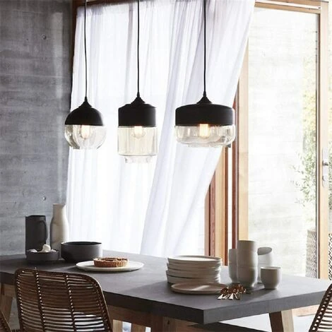 Offres 🎉 WOTTES Lot De 4 Lustre Suspension Rétro Industriel Luminaire Abat-jour En Verre Avec Fil Ajustable Pour Chambre Salon Bar Café - Noir ❤️ 2 Offres 🎉 WOTTES Lot De 4 Lustre Suspension Rétro Industriel Luminaire Abat-jour En Verre Avec Fil Ajustable Pour Chambre Salon Bar Café - Noir ❤️ – Image 2