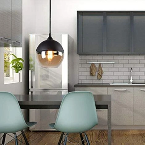 Offres 🎉 WOTTES Lot De 4 Lustre Suspension Rétro Industriel Luminaire Abat-jour En Verre Avec Fil Ajustable Pour Chambre Salon Bar Café - Noir ❤️ 4 Offres 🎉 WOTTES Lot De 4 Lustre Suspension Rétro Industriel Luminaire Abat-jour En Verre Avec Fil Ajustable Pour Chambre Salon Bar Café - Noir ❤️ – Image 4