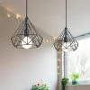 Meilleur prix 🥰 WOTTES 2 Pack Lustre Suspension En Forme Diamant Métal E27 Plafonnier Industriel Moderne Pour Chambre Salon Bar Restaurant - Noir - Noir 😉