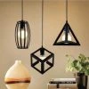 Meilleure affaire 🧨 WOTTES Lot De 3 Lustre Suspension En Forme Géométrie Métal E27 Plafonnier Industriel Moderne Pour Chambre Salon Noir - Noir ⭐