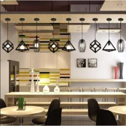 Meilleure affaire 🧨 WOTTES Lot De 3 Lustre Suspension En Forme Géométrie Métal E27 Plafonnier Industriel Moderne Pour Chambre Salon Noir - Noir ⭐ -Suspension Soldes 27442696 4