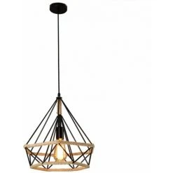 Sortie 🌟 STOEX Lustre Suspension Industrielle 25cm En Forme Diamant Corde De Chanvre Noir 🔥