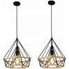 Tout neuf 😀 STOEX 2x Corde De Chanvre Cage Lampe De Plafond,Lustre Suspension Industrielle 25cm En Forme Diamant Corde De Chanvre Noir ⭐