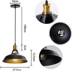De gros 🎁 STOEX Lustre Suspension Industrielle Vintage E27 LED Lampe Plafonniers Retro Abat-jour Pour Cuisine Salle à Manger Salon Chambre Restaurant, Noir 🌟 -Suspension Soldes 27611261 5
