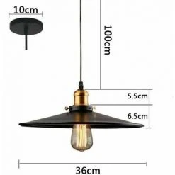 De gros 🌟 STOEX 36cm E27 Suspension Industrielle Rétro Lustre Abat-Jour Noir Lampe De Plafond Luminaire Pour Salon Cuisine Bar 1PCS 🎉 -Suspension Soldes 27611267 4