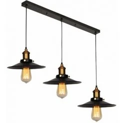 Vente flash ⭐ STOEX Suspension Industrielle Vintage Luminaire Abat-jour 22cm , Rétro Lustre En Métal Fer Lampe Plafonnier Corde Ajustable E27 Noir ⭐
