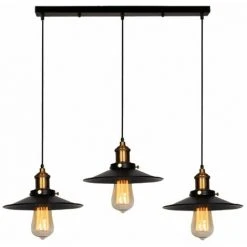 Vente flash ⭐ STOEX Suspension Industrielle Vintage Luminaire Abat-jour 22cm , Rétro Lustre En Métal Fer Lampe Plafonnier Corde Ajustable E27 Noir ⭐ -Suspension Soldes 27611270 5