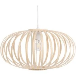 Offres ✨ BELIANI Lampe Suspension Ovale En Bambou Clair - Bois Clair 🌟