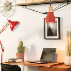 Tout neuf 🤩 LEDKIA Suspension Ciment Et Bois Luster Terracotta - Terracotta 🛒 -Suspension Soldes 28173086 3