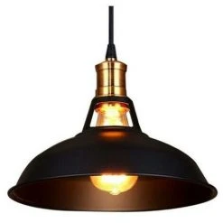 Remise 🎁 WOTTES Lustre Suspension Abat-jour En Métal Ajustable E27 Pour Chambre Bar Noir - Noir ❤️