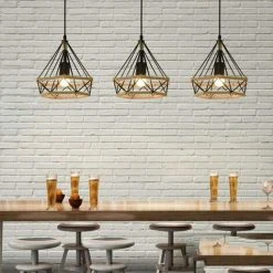 Acheter 👏 WOTTES Lustre Suspension 3 Lumières En Corde De Chanvre E27 Pour Salon Couloir Cuisine Noir - Noir ❤️