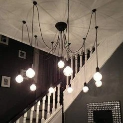Offres 💯 WOTTES Lustre Suspension DIY Ajustable 12 Lumières 2M Pour Salon Bar Noir - Noir ✔️ -Suspension Soldes 28174807 2