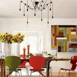 Offres 💯 WOTTES Lustre Suspension DIY Ajustable 12 Lumières 2M Pour Salon Bar Noir - Noir ✔️ -Suspension Soldes 28174807 3