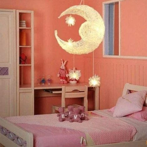 Remise ❤️ IDEGU Lustre Suspension Industrielle Lune Étoiles LED Plafonnier Luminaire Aluminium Chambre Enfants (Blanc Chaud) 😍 5 Remise ❤️ IDEGU Lustre Suspension Industrielle Lune Étoiles LED Plafonnier Luminaire Aluminium Chambre Enfants (Blanc Chaud) 😍 – Image 5
