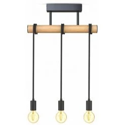 Meilleure vente ✔️ B.K.LICHT Suspension Pendante à 3 Flammes I Métal Et Bois I E27 I Noir Mat I Lampe Pendante Vintage Rétro I Sans Ampoule 🛒