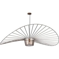 Meilleure affaire ✨ PRIVATEFLOOR Lampe à Suspension Verticale 140cm - Métal Marron - Métal - Marron ⭐