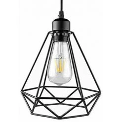 Budget 😀 GOECO Industriel Suspension Luminaire E27 Plafonnier Industriel Noir Maximale 60W Conception Créative De Cage En Fer Lustre Noir Convient Aux Restaurants, Balcons, Bars, Couloirs, Cafés (Sans Ampoule) ⌛