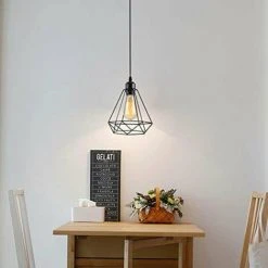 Budget 😀 GOECO Industriel Suspension Luminaire E27 Plafonnier Industriel Noir Maximale 60W Conception Créative De Cage En Fer Lustre Noir Convient Aux Restaurants, Balcons, Bars, Couloirs, Cafés (Sans Ampoule) ⌛ -Suspension Soldes 28777512 3