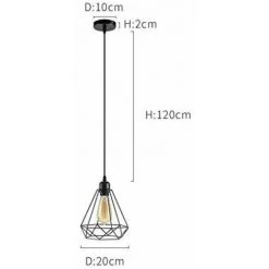 Budget 😀 GOECO Industriel Suspension Luminaire E27 Plafonnier Industriel Noir Maximale 60W Conception Créative De Cage En Fer Lustre Noir Convient Aux Restaurants, Balcons, Bars, Couloirs, Cafés (Sans Ampoule) ⌛ -Suspension Soldes 28777512 5