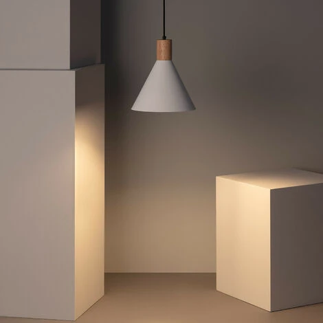 Nouveau 🧨 LEDKIA Suspension Métal Et Bois Arbat Blanc - Blanc 💯 4 Nouveau 🧨 LEDKIA Suspension Métal Et Bois Arbat Blanc - Blanc 💯 – Image 4