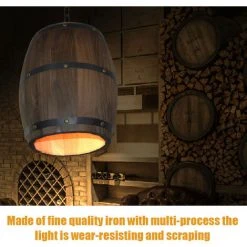 Vente flash ❤️ HAPPYSHOPPING Lustre En Tonneau En Bois Retro Americain ❤️ -Suspension Soldes 28872990 5