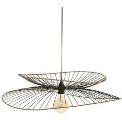 Promo ✔️ Suspension Métal Et Rotin Alara D69 Atmosphera - Noir - Noir 😀