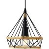Vente flash ✨ STOEX Lustre Suspension Industrielle 25cm En Forme Diamant Corde De Chanvre Noir ✔️