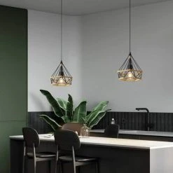 Vente flash ✨ STOEX Lustre Suspension Industrielle 25cm En Forme Diamant Corde De Chanvre Noir ✔️ -Suspension Soldes 28991937 3