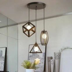 Nouveau 😉 STOEX Suspension Industrielle Rétro Cage En 3 Forme Différentes, Lustre Abat-jour Vintage E27 Luminaire E27 Noir Pour Restaurant Terrasse Salons 😀