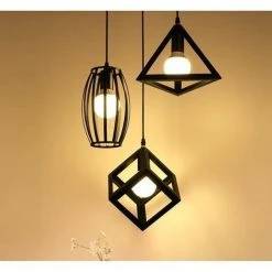 Nouveau 😉 STOEX Suspension Industrielle Rétro Cage En 3 Forme Différentes, Lustre Abat-jour Vintage E27 Luminaire E27 Noir Pour Restaurant Terrasse Salons 😀 9 Nouveau 😉 STOEX Suspension Industrielle Rétro Cage En 3 Forme Différentes, Lustre Abat-jour Vintage E27 Luminaire E27 Noir Pour Restaurant Terrasse Salons 😀 -Suspension Soldes 28992042 5