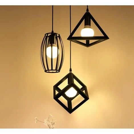 Nouveau 😉 STOEX Suspension Industrielle Rétro Cage En 3 Forme Différentes, Lustre Abat-jour Vintage E27 Luminaire E27 Noir Pour Restaurant Terrasse Salons 😀 5 Nouveau 😉 STOEX Suspension Industrielle Rétro Cage En 3 Forme Différentes, Lustre Abat-jour Vintage E27 Luminaire E27 Noir Pour Restaurant Terrasse Salons 😀 – Image 5