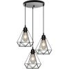 De gros 😀 STOEX Lustre Suspension Cage En Forme Diamant Lampe Plafonnier Corde Ajustable Luminaire Pour Cuisine Couloir Bar Chambre Noir ⭐