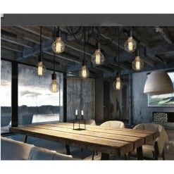 Meilleure vente 👏 STOEX Lustre Suspension Araignee E27 Douille Rétro Industriel Abat-jour Noir, DIY Ajustable Longueur Avec 1.5m Fil, 5 Bras (pas D'ampoule) ⌛ -Suspension Soldes 28992085 3